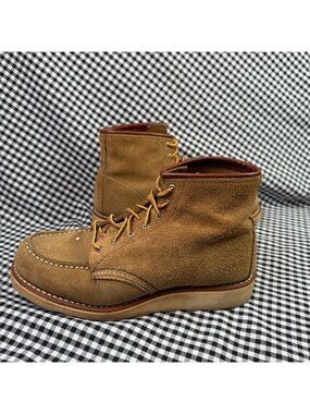 Red Wing Moc Toe Boots Women’s Size 8 Tan Suede Leather Lace Up USA Made